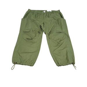 On 34th 3X high rise straight leg pants Green Olive Olivine P Pocket Cargo NWT